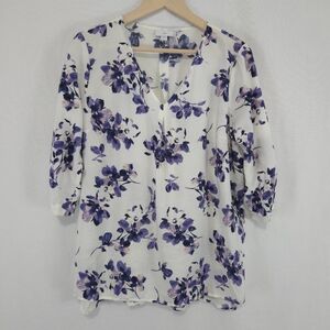 J. Jill Women's Floral Print 3/4 Sleeve Blouse